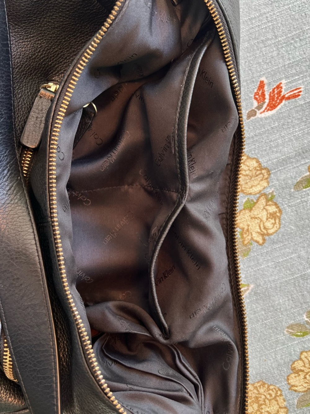 Calvin Klein Black Pebbled Faux-Leather Hobo with Gold plated hardware - Picture 8 of 12